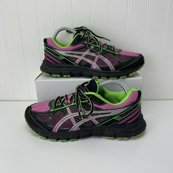 ASICS Women’s Size 9 T3G8Q Black Pink Green Athletic Running Shoes Gel-Scram 2 - Picture 1 of 11